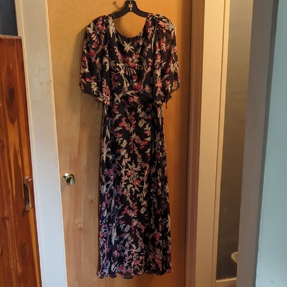 LK Bennett Pink and Orange Wrap Maxi Dress